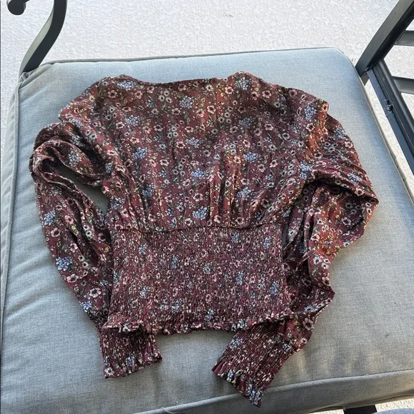 Forever 21 Burgundy Floral Blouse - Picture 2 of 3